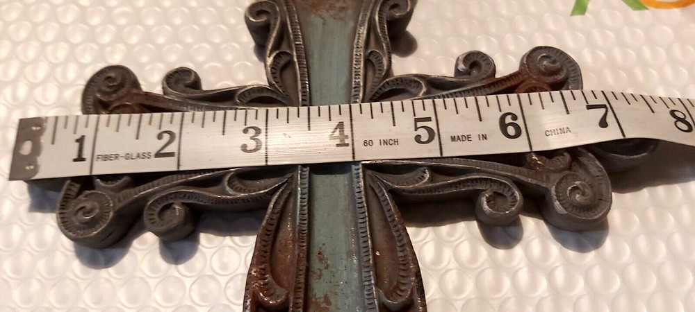Wall Cross Dicksons Rustic Looking Brown & Turquoise Color Inlay 10 3/4"