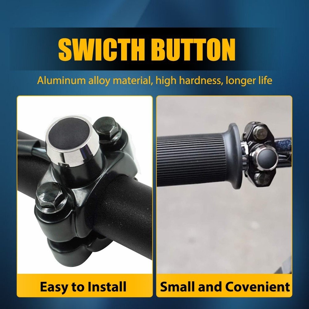 Motorcycle Switch Horn Handlebar Mount Push Button Momentary Start LED Light NEW