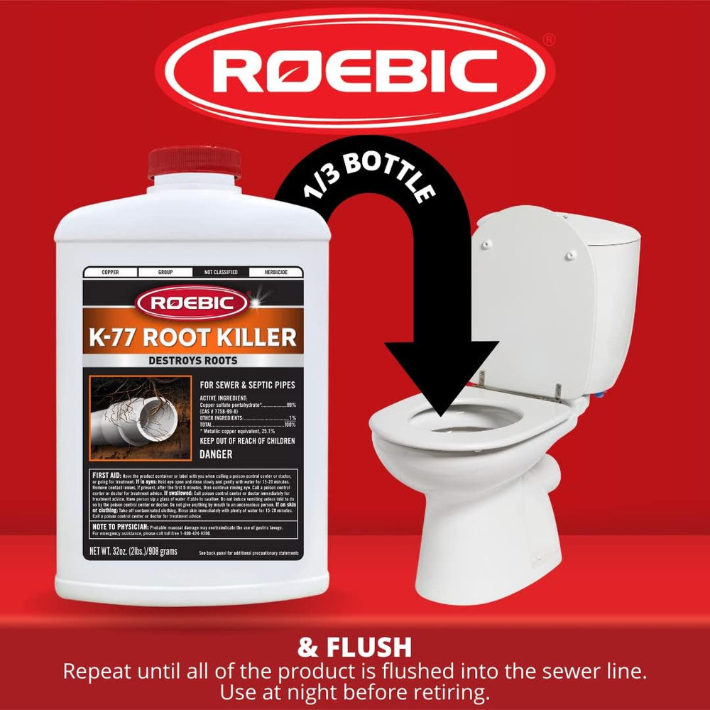 K-77 Root Killer - Sewer Septic Systems Pipe Clearing Stops Growth Safe Plumbing