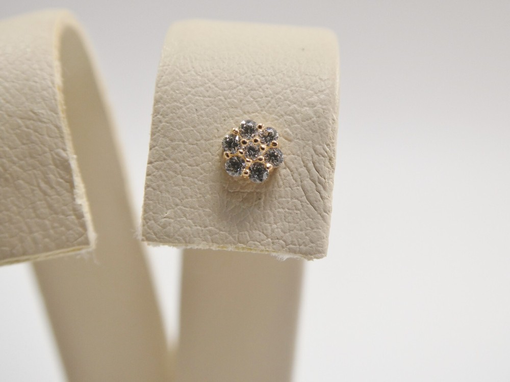 14K SOLID YELLOW GOLD FLOWER SHAPE NOSE STUD RING