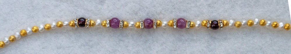 * RUBY BRACELET *  Ruby, Garnet, Pearl & Crystal Handmade Bracelet