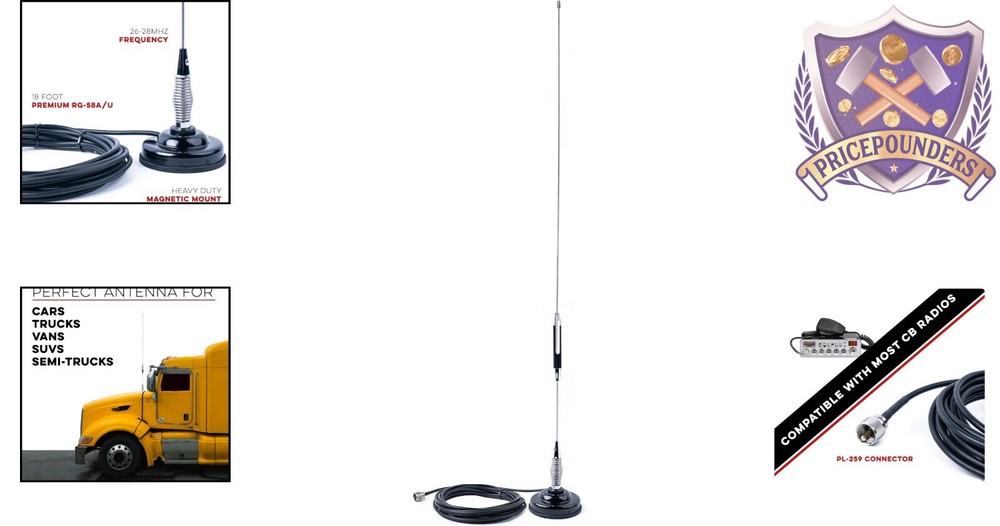 Durable 28" CB Antenna Kit - Effortless Setup with Omni-Directional Reception