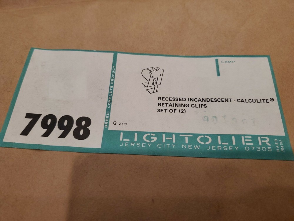 LIGHTOLIER 7998 INCANDESCENT-RETAINING CLIPS  (2 PACK)