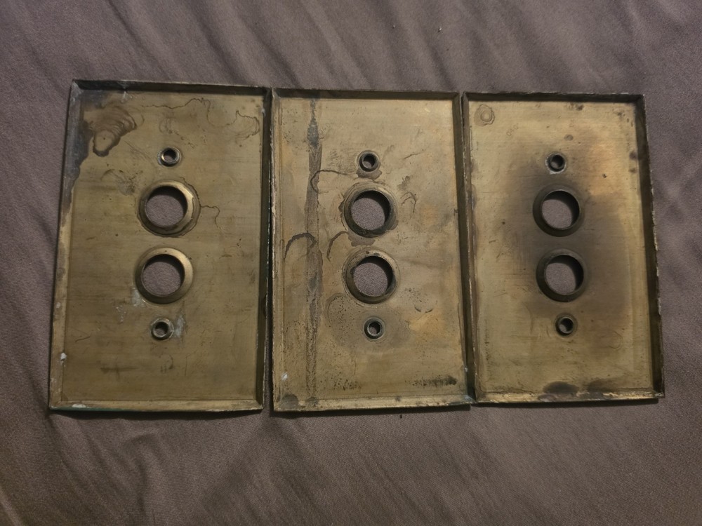 Vintage Brass Push Button Light Switch Cover Plate