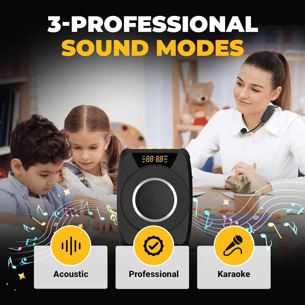 Voice Amplifier with Wireless Microphone Headset – Waterproof Portable Speaker M