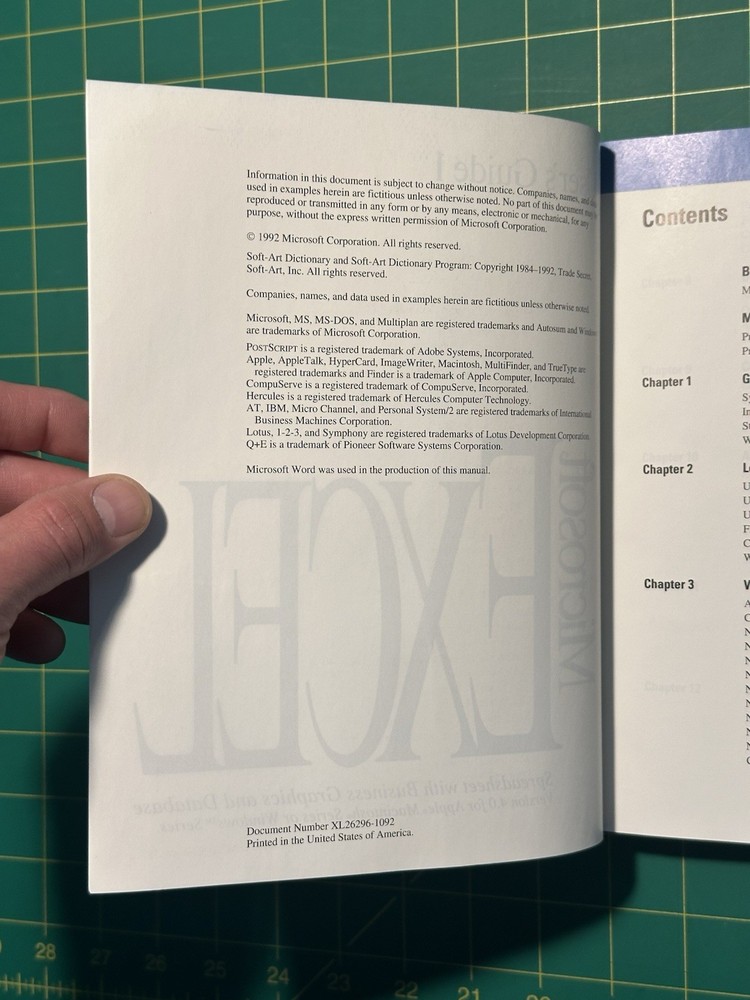 Microsoft Excel User's Guide 1 Version 4.0