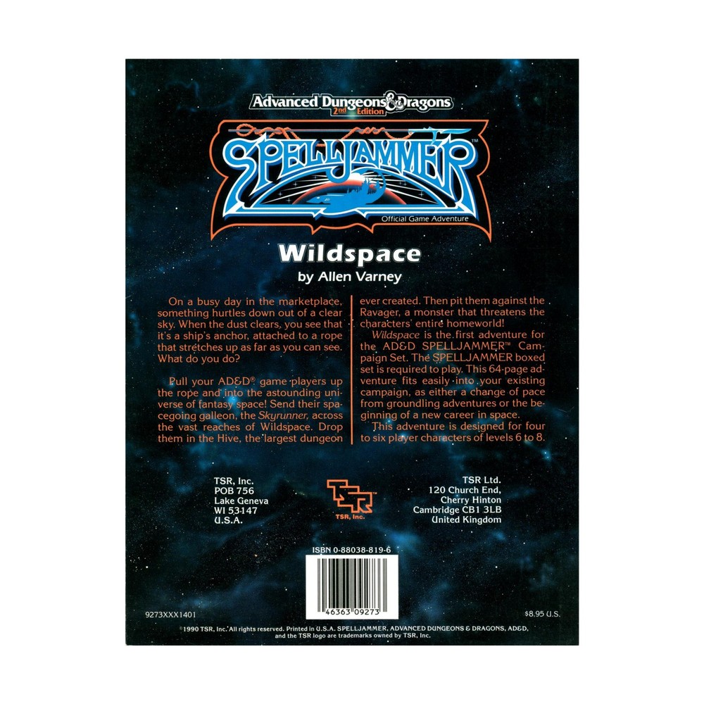 TSR Spelljammer Wildspace VG+