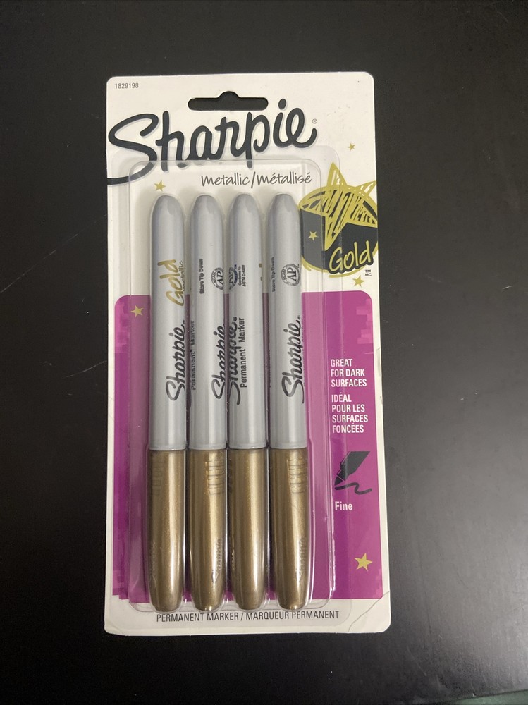 Metallic Permanent Markers, Gold, 4/Pack