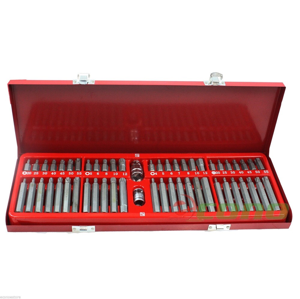 54 pcs Tamper Proof Star Hex Spline Drive Socket Star Bit Impact Bits Set