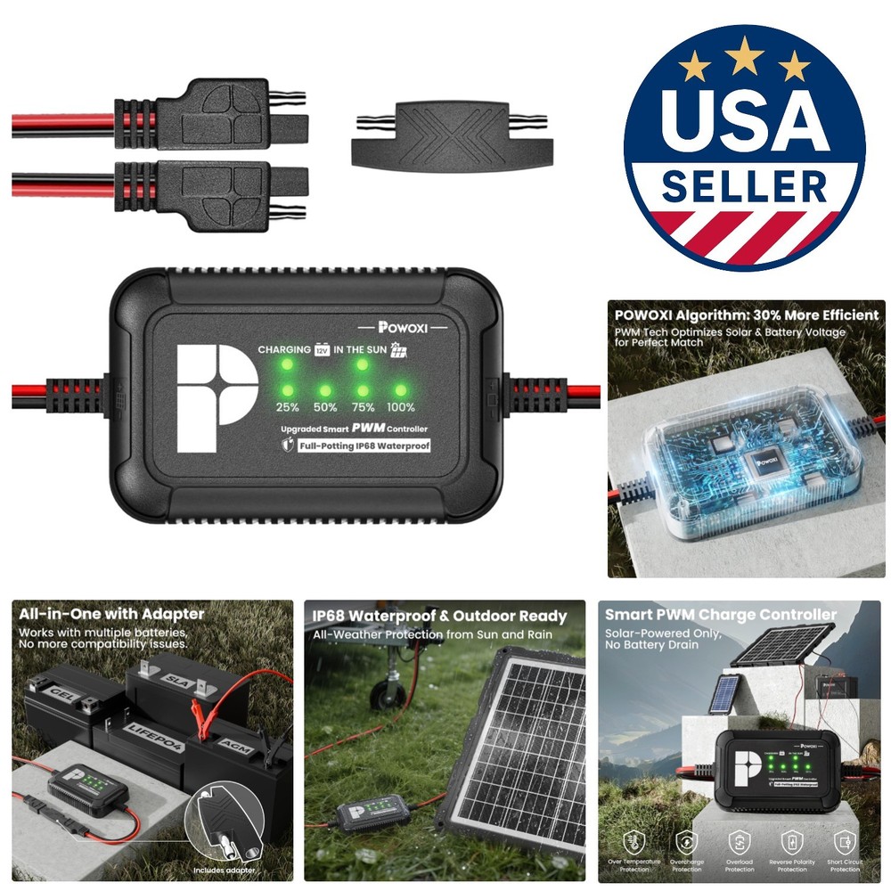 High-Efficiency 10A PWM Charge Controller for 12V Solar Systems - Auto Shutdown
