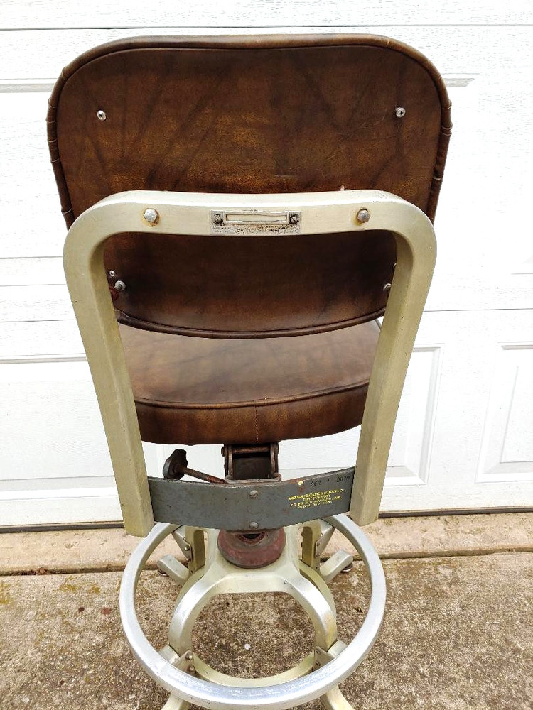 RARE TALL MACHINE AGE INDUSTRIAL ERA DRAFTING STOOL BY GOODFORM...