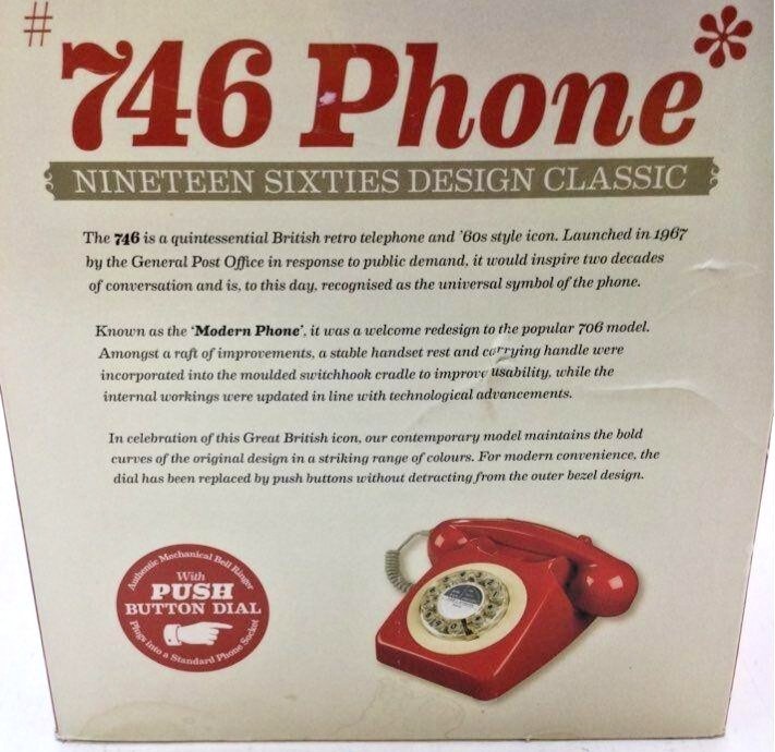 Red 1960's Styled #746 Design Classic Phone Push Button Dial