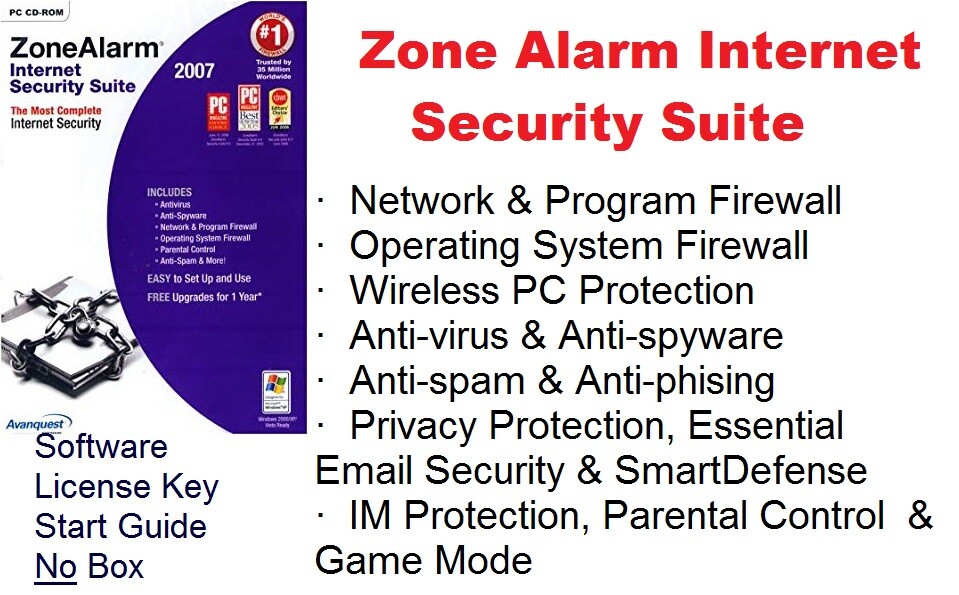 Internet Security Suite 2007 Antivirus & More Windows 2000 Pro/XP ZONE ALARM