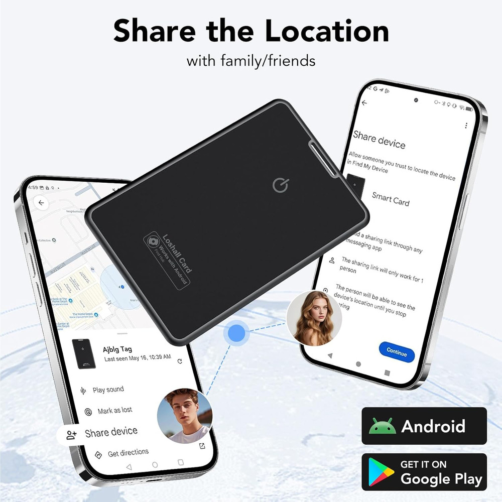 2 Pack Wallet Tracker Card for Android Bluetooth Tracker Work with Google Find H