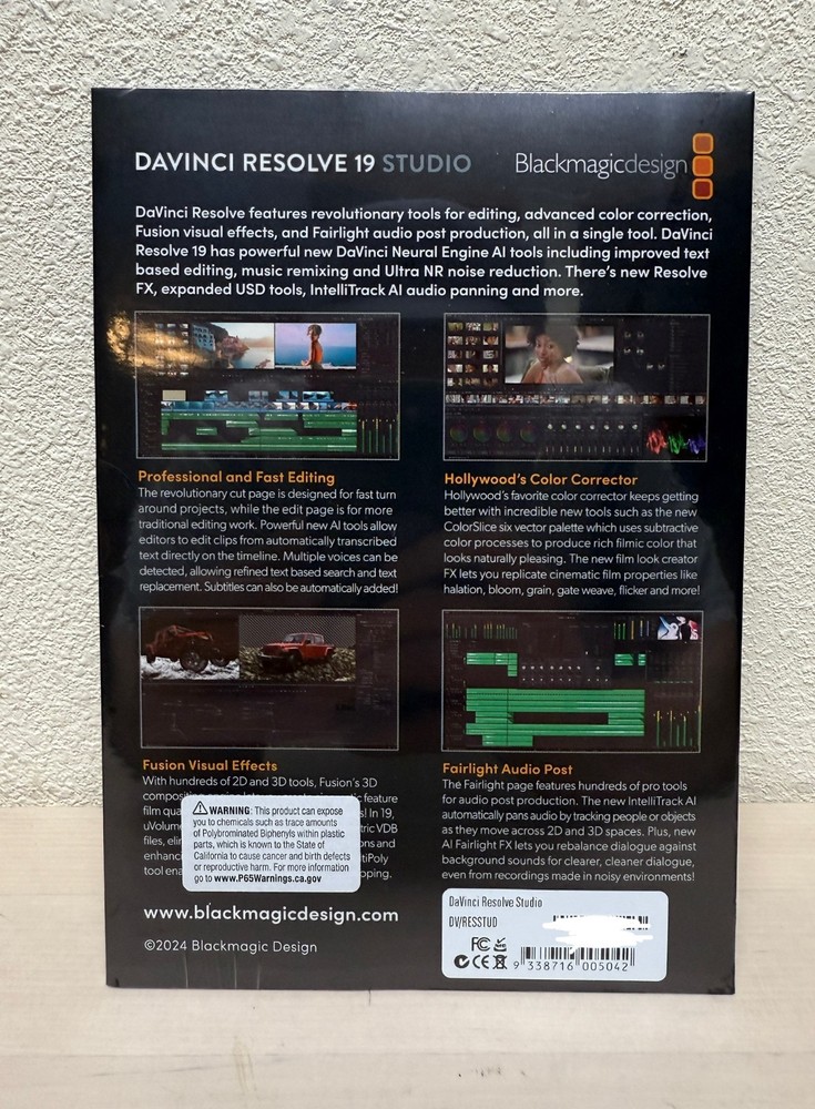 (New - Sealed) DaVinci Resolve Studio -Version 19