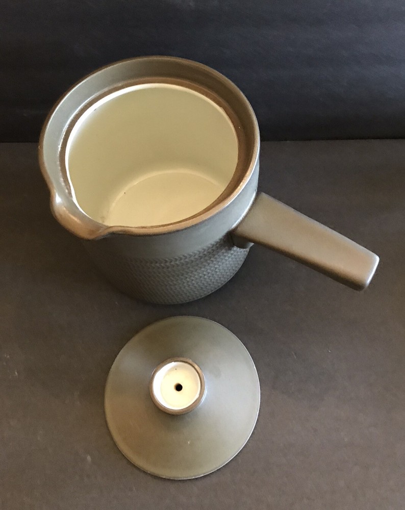 MCM Pottery Herringbone Pattern 6X6 Ceramic Saucepan? Server 29/6 Grey