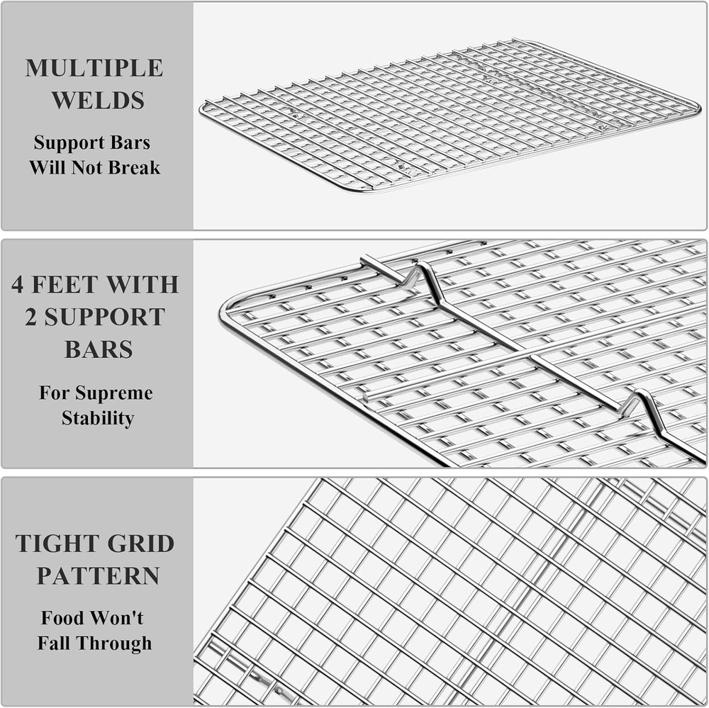Baking Sheet with Cooling Rack Set [2 Sheets + 2 Racks], 12 inch, Silver