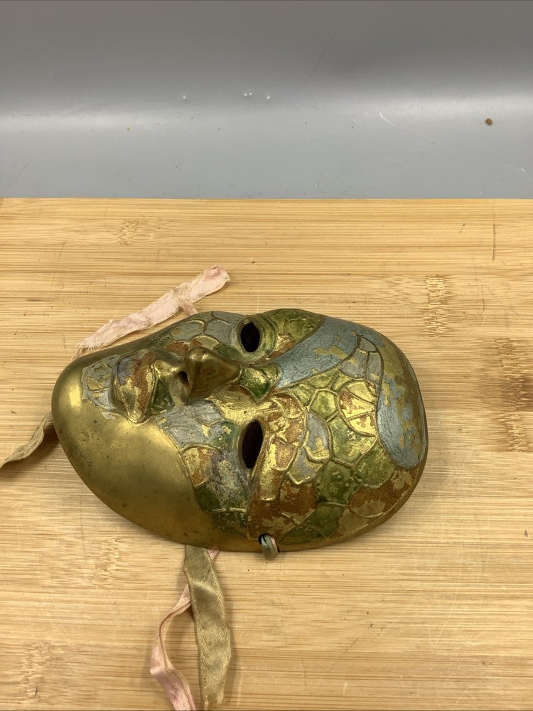 Vintage Solid Brass Mardi Gras Face Masks. 6”x4.5”.