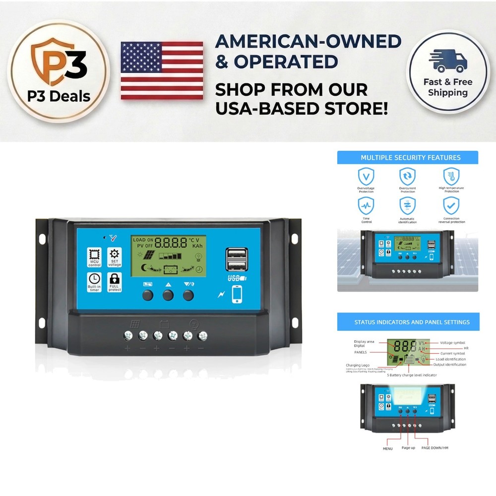 Professional 60A Solar Charge Controller with LCD & Auto Adjustment Features