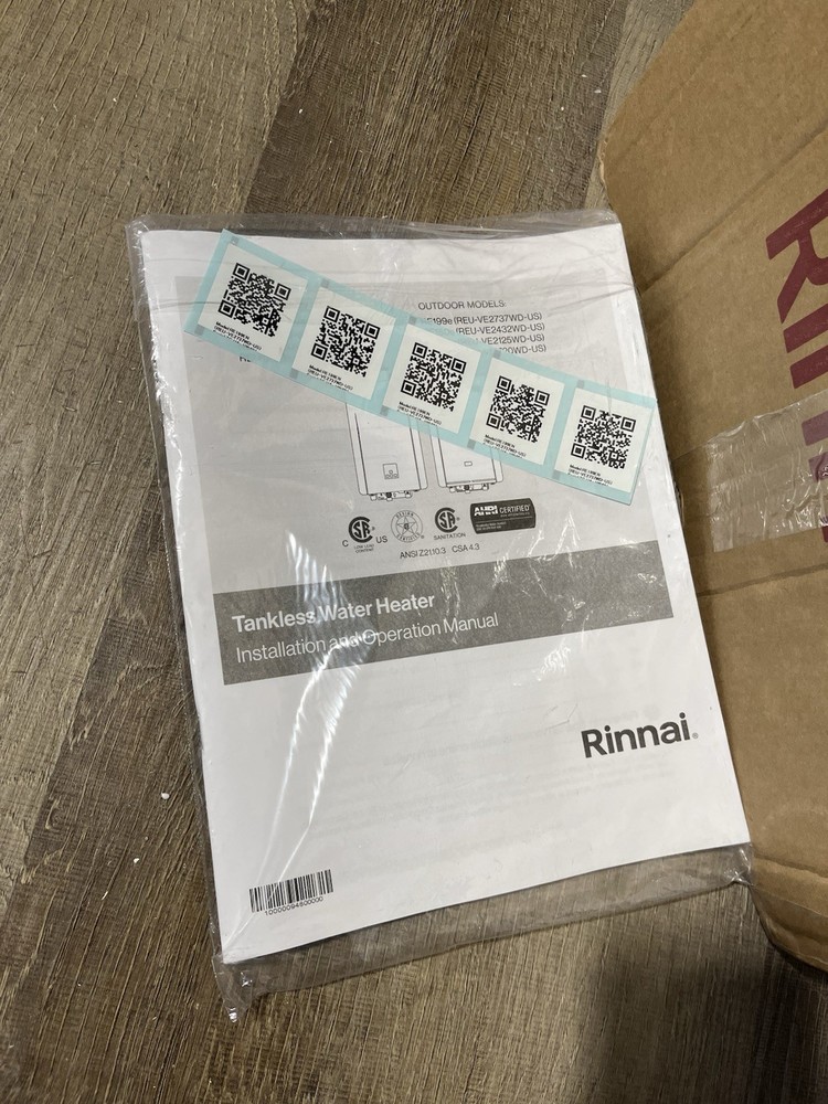 Rinnai RE199eN Outdoor Tankless Water Heater 199k BTU Natural Gas (B-13 #1589)