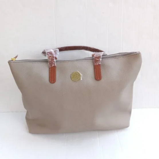 Joy Mangano Leather Large Tote Beige
