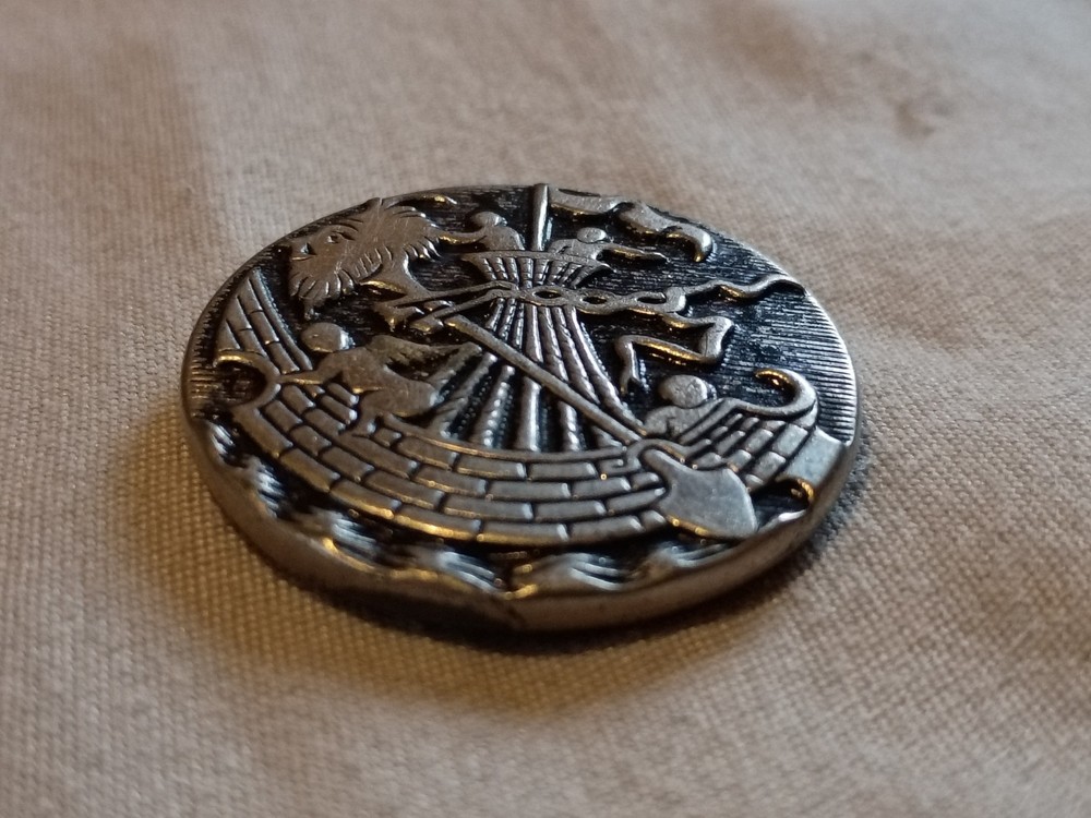 Antique Ship Metal Picture Button.