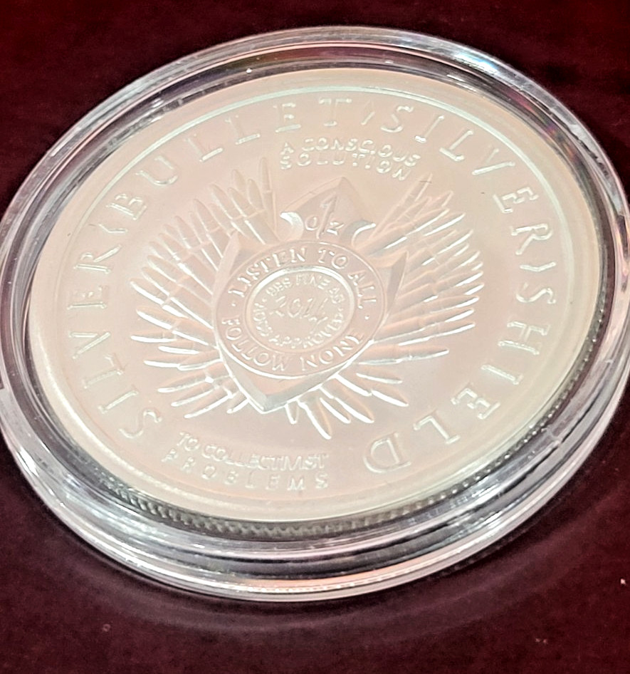 Decentralized Cryptocurrency 1 Troy Oz .999 Silver Shield 2014 BU