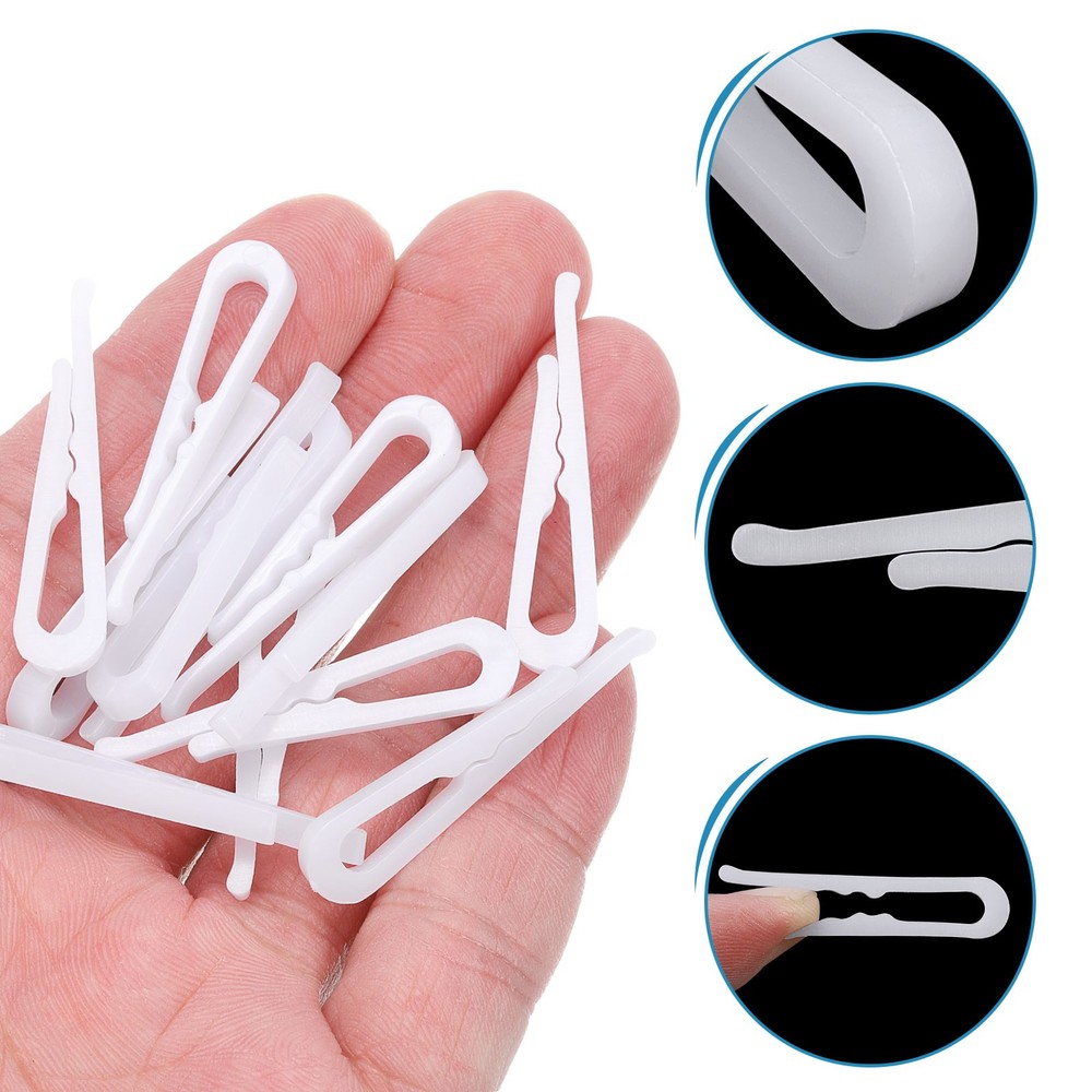 500pcs Durable Plastic Alligator Clip, 1.5" White U Shape with Teeth