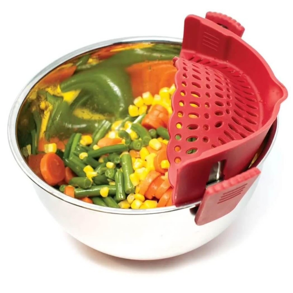 Norpro Silicone Clip-On Strainer 2185, Red