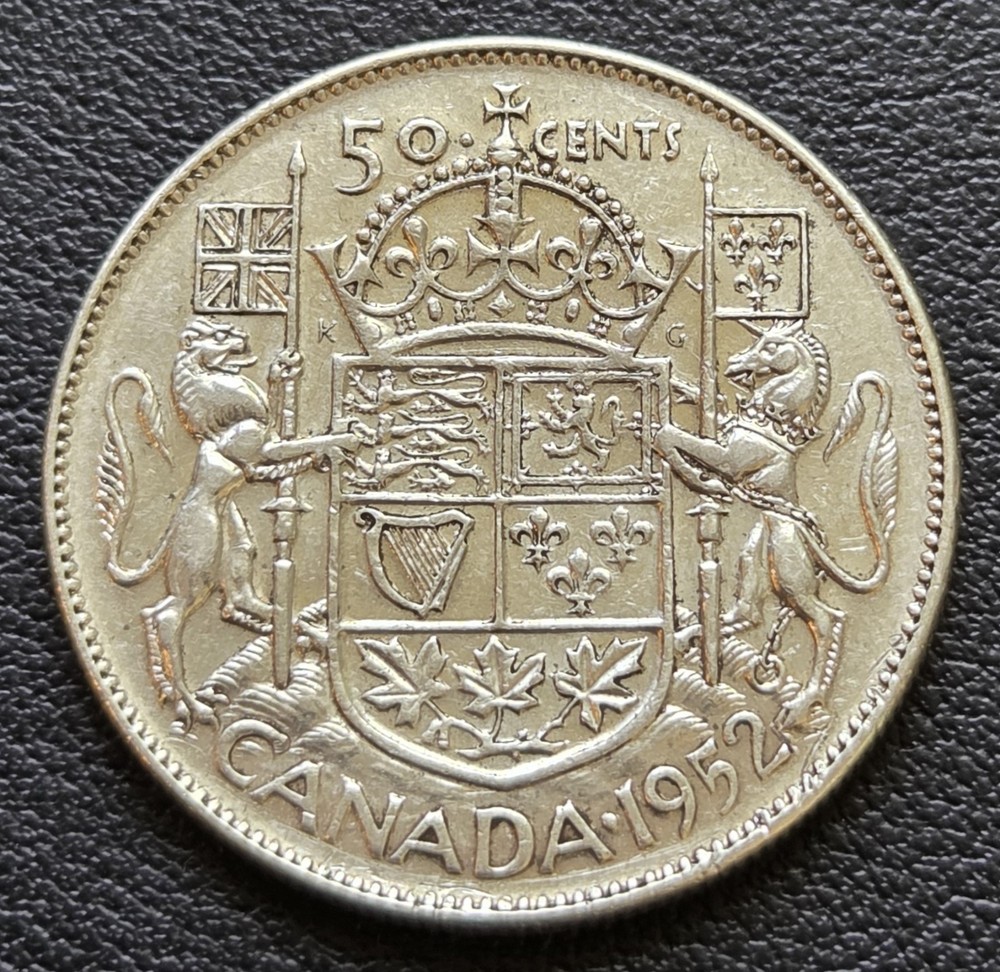 Silver Half Dollar Canada 1952 King George Half Dollar .800 Silver