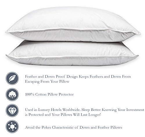 Feather/Down-Proof, 100% Cotton, Pillow Protector - Reduce Pokes with