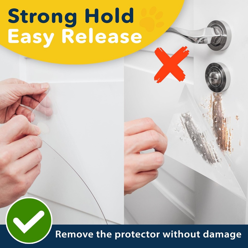 Door Scratch Protector 35.5 x 24” Clear - Easy Install on Doors, Walls