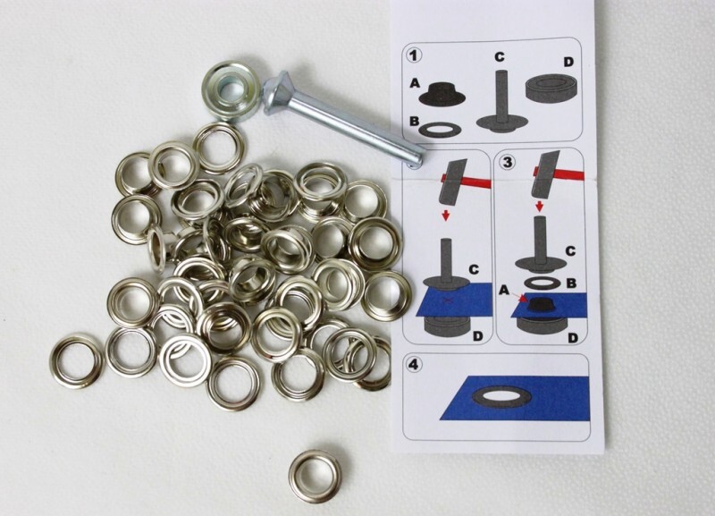 100 Eyelets with Discs 8 MM Inside Silver Incl. Tool Stainless Brass