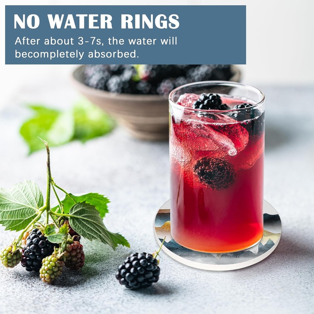 Coasters for Drinks,Modern Gold Mountain Tree Modern