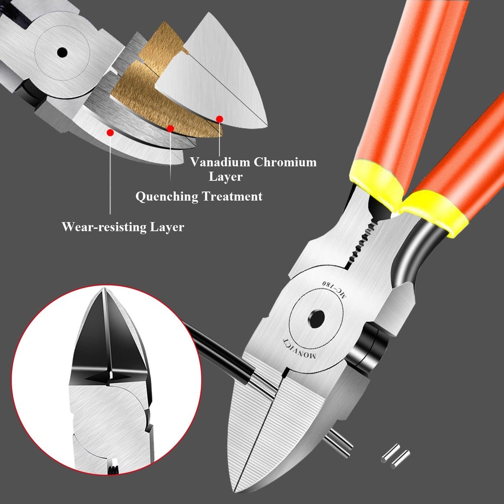 MONVICT Wire Cutters, 6 inch Precision Flush Side Cutters with 6"- Pack 1