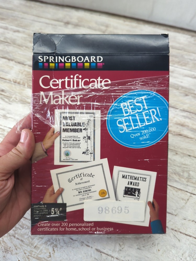 Vintage Springboard Certificate Maker IBM Tandy and compatibles