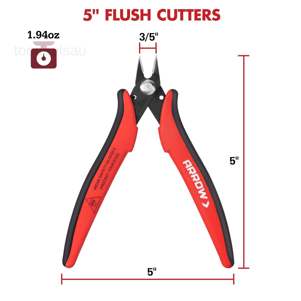 Micro Wire Cutters, 5" Precision Flush Cutters with Streamlined Red