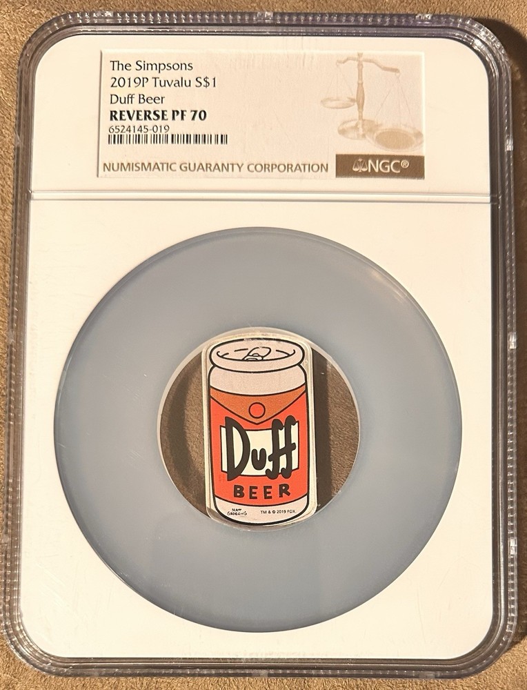 2019 The Simpsons Duff Beer Rectangular $1 1oz Silver .9999 COIN NGC PF 70🔥