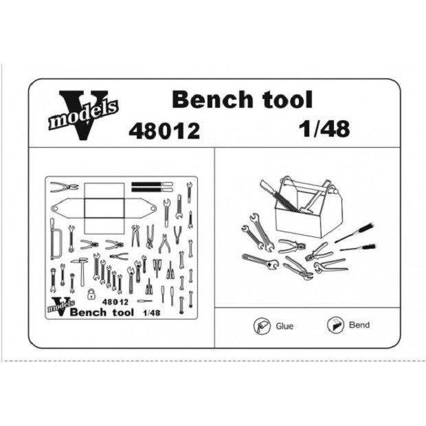 Vmodels 48012 - 1/48 Bench tools. Photo-etched board and instructions scale