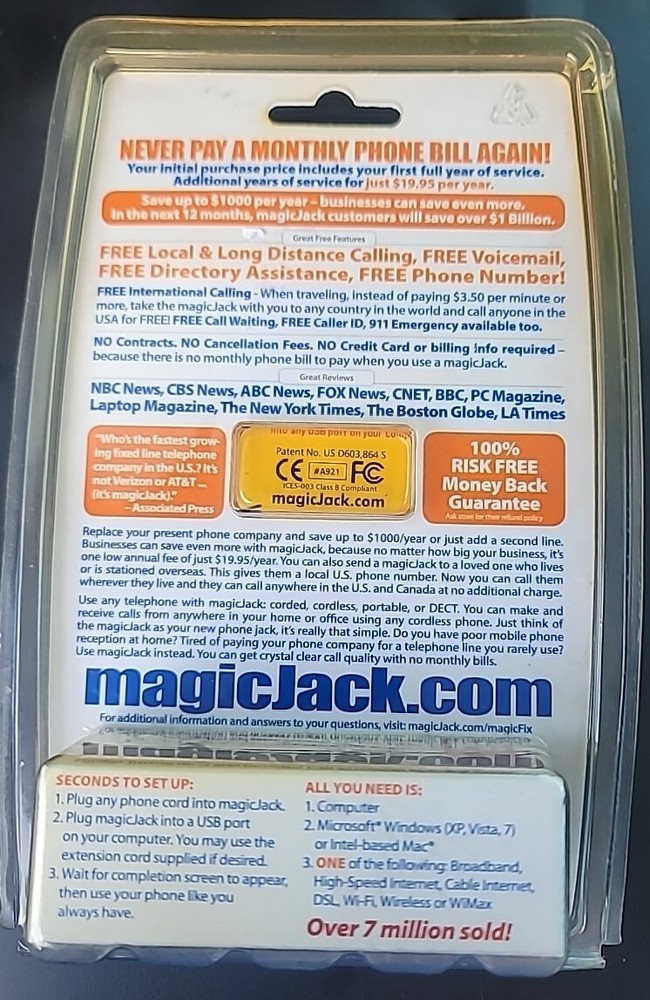 Magic-jack - USB Phone Jack. Brand New, Sealed. Magicjack