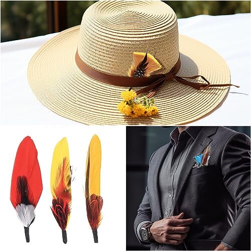 Hat Feathers, 12 Pcs Natural Feathers, Mixed Assorted Cowboy Hats Feathers,