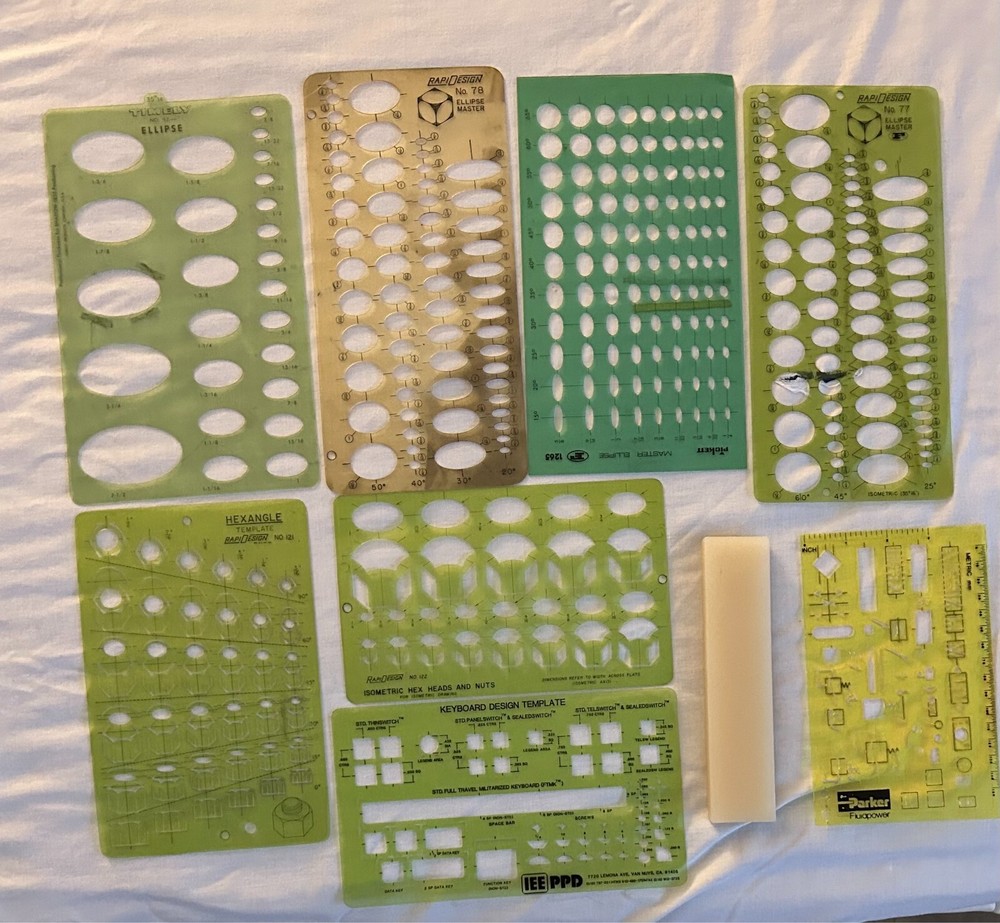Architectural Drafting Tools Design Templates Screw Selector Chart (21 Pieces)
