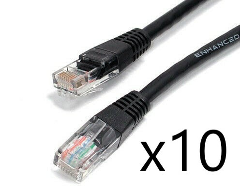 10 Pack Lot - 2ft CAT6 Ethernet Network LAN Router Patch Cable Cord Wire Black