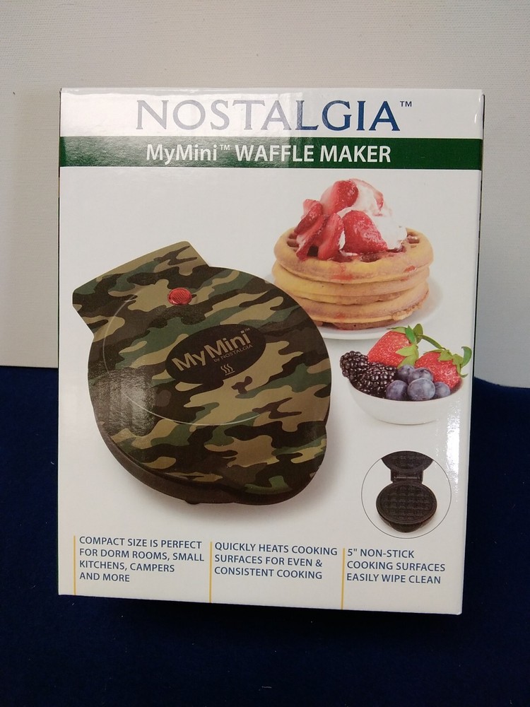 Nostalgia MyMini Waffle Maker Green Camo Makes 5" Waffle