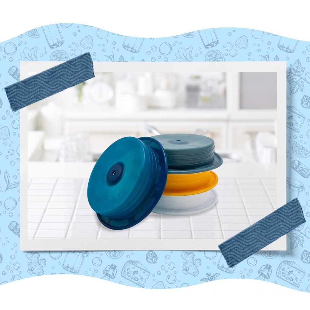 Fermentaholics Patented Silicone Fermentation Stretch Lids, 4 Pack