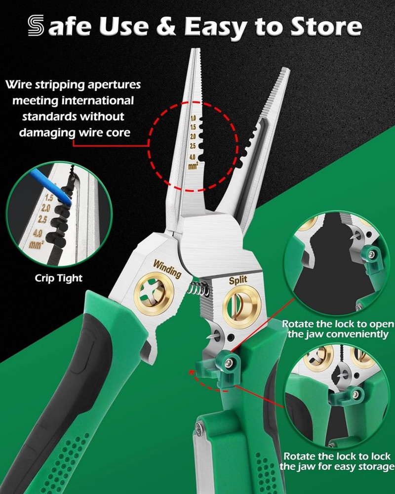 8 In 1 Wire Stripper Twister Cutting, Pulling Wires, Cable Scissors, Voltage