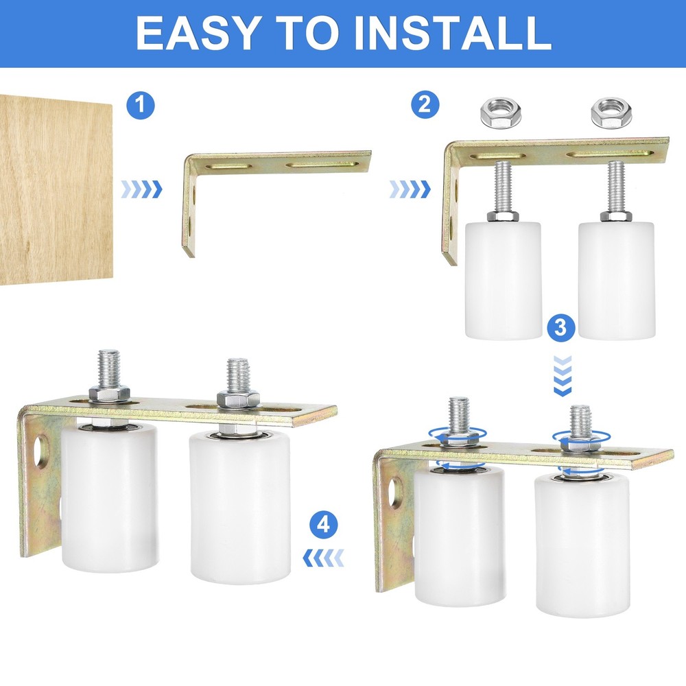 2Set Slide Gate Guide Roller, 2"x2-3/4" Nylon Gate Support & Bracket, White