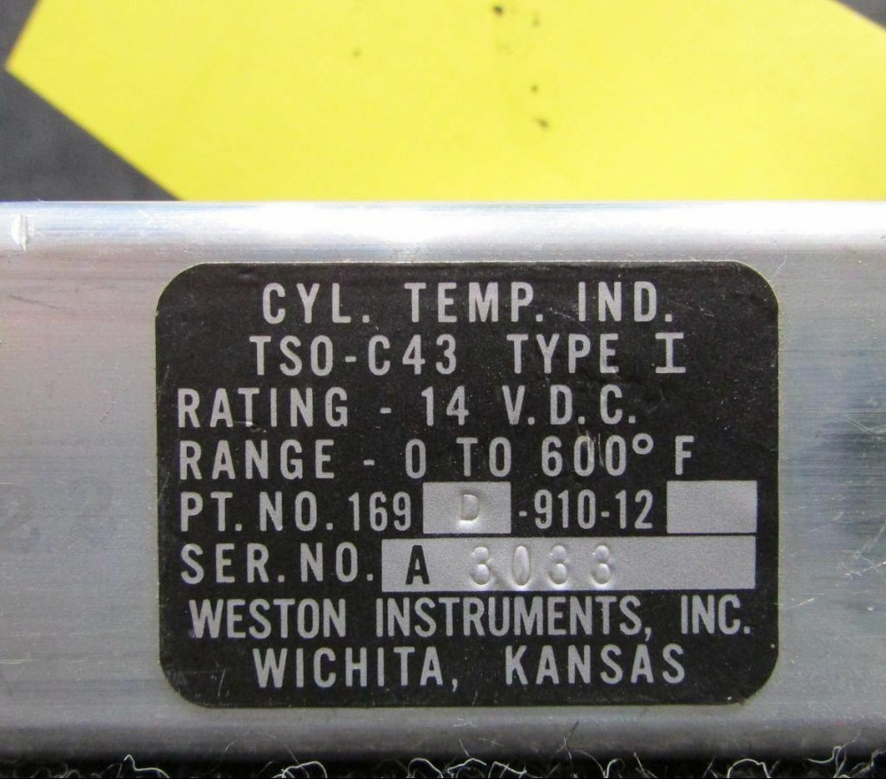 169-D-910-12 Weston Inst. Cylo Temp. Indicator 14 volt