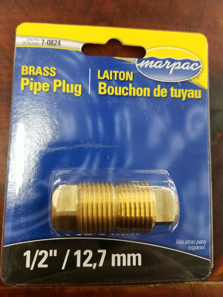 Marpac 7-0824 Boat Hull Drain Plug Garboard Solid Brass 1/2" 2 Pack New