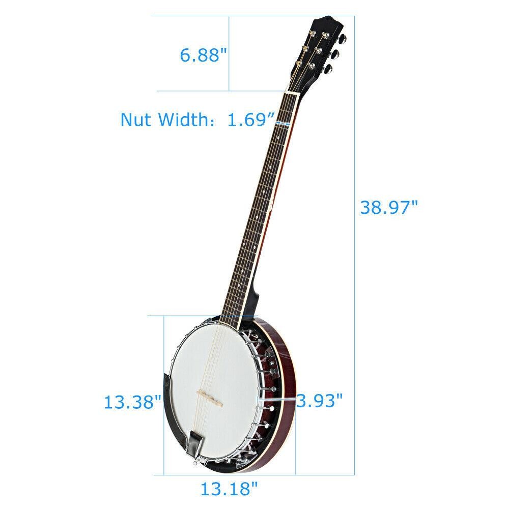 6 String Banjo Right Handed w/ Closed Back 24 Brackets Head & Maple Neck